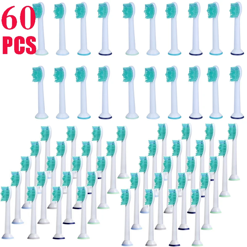 

60PCS HX6014 P-HX-6014 Generic Electric Replacement Toothbrush Heads For Philips Sonicare Toothbrush Soft Bristles