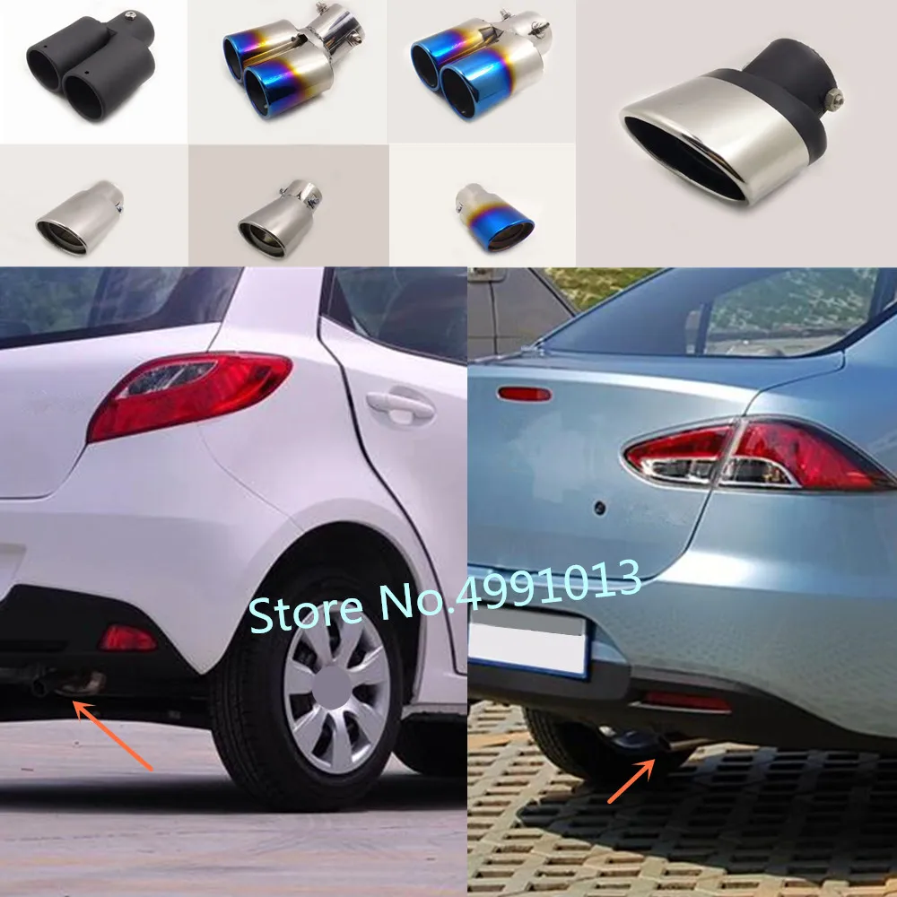 

car protect rear cover muffler pipe outlet dedicate exhaust tip tail 1pcs For Mazda 2 Demio 2007 2008 2009 2010 2011 2012 2013