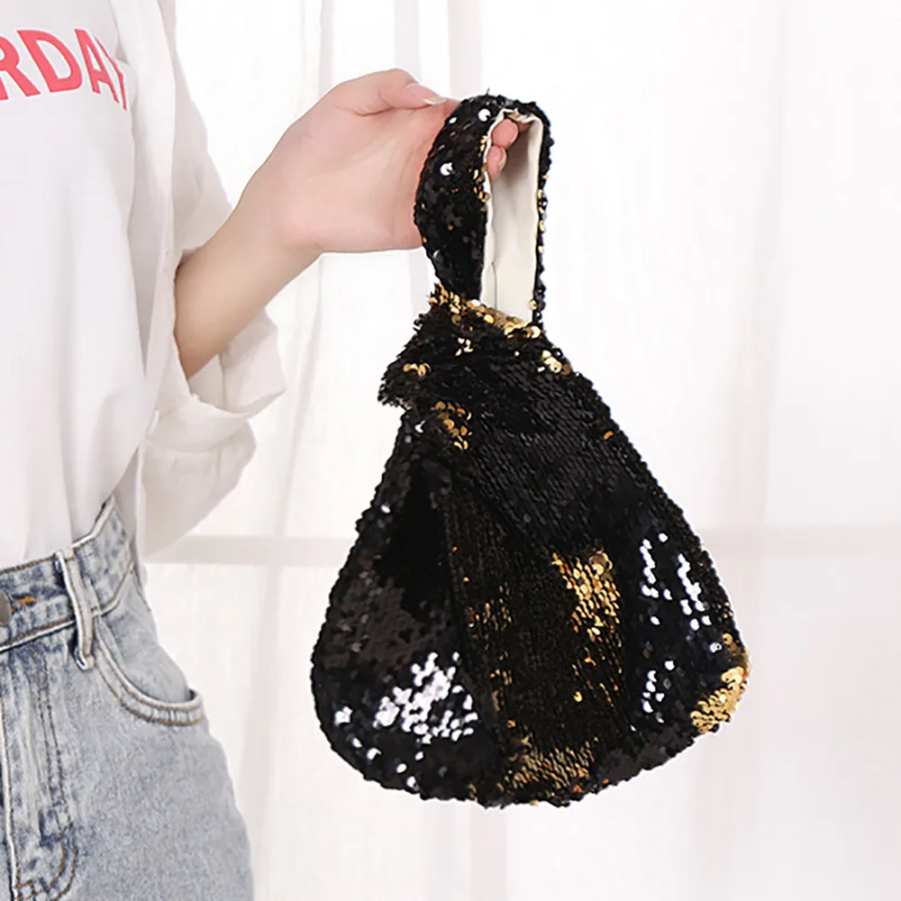 

2018 Fashion Women DIY Pattern Double Color Sequins Handbag Tote Ladies Purse Wristlet Crossbody Shoulder Messenger bags 10Aug10