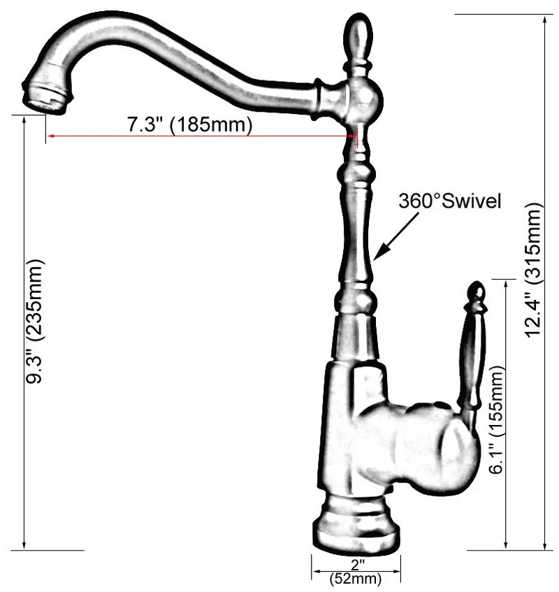 Swivel Spout Water Tap Antique Red Copper Single Handle Single Hole Kitchen Sink & Bathroom Faucet Basin Mixer Tap anf417