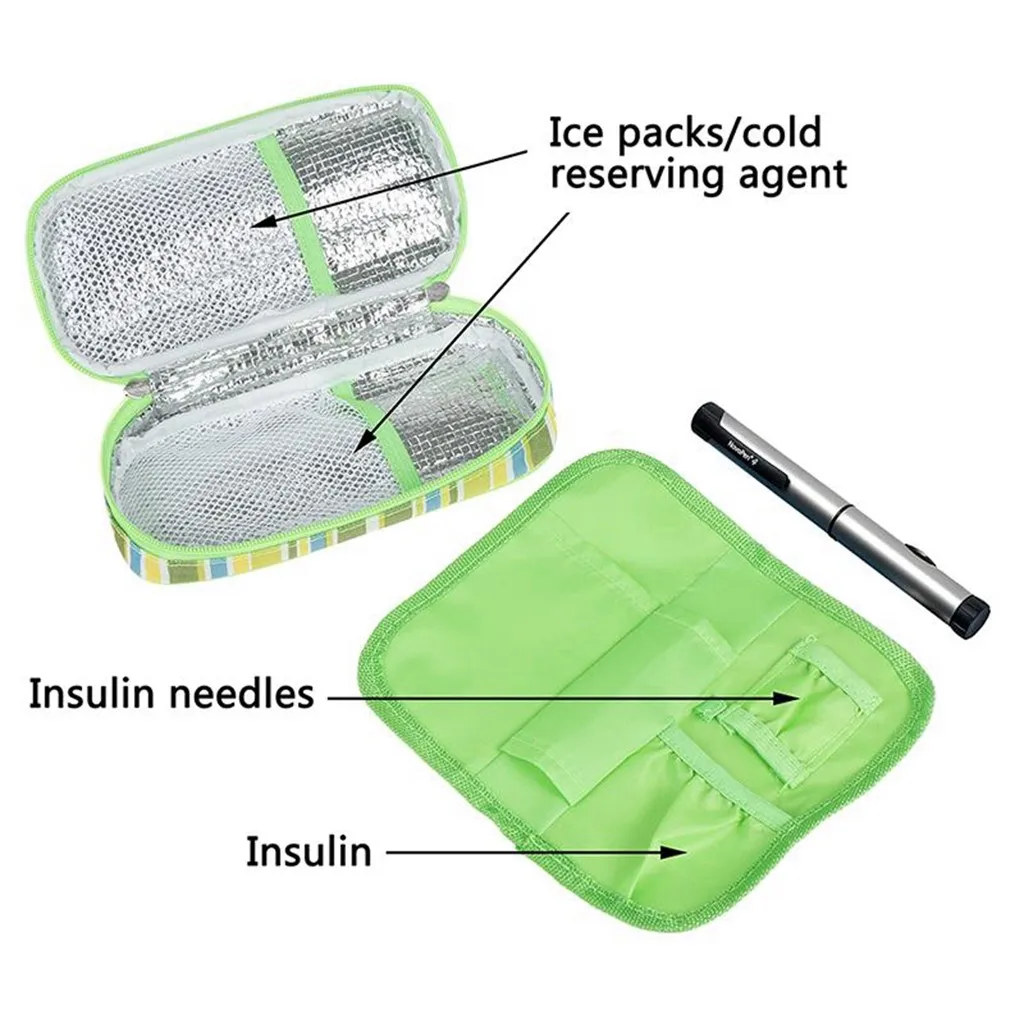 

Portable Diabetic Insulin Cooling Bag Protector Pill Refrigerated Ice Pack Medical Cooler Insulation Organizer Travel Case
