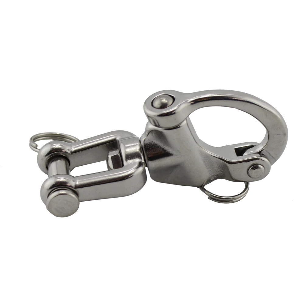 70mm Stainless Steel Jaw Swivel Snap Shackle Quick Release Jaw Type Shackles with Round Ring Marine Boat Rigging Hardware 10pcs stainless boat round ring swivel snap shackle marin quick release shackles with round ring camera belt aecessory 5pcs 65mm