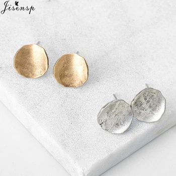 

Jisensp Vintage Zinc Alloy Round Stud Earrings for Women Retro Antique Gold Geometric Stud Earrings Jewelry Female Brinco