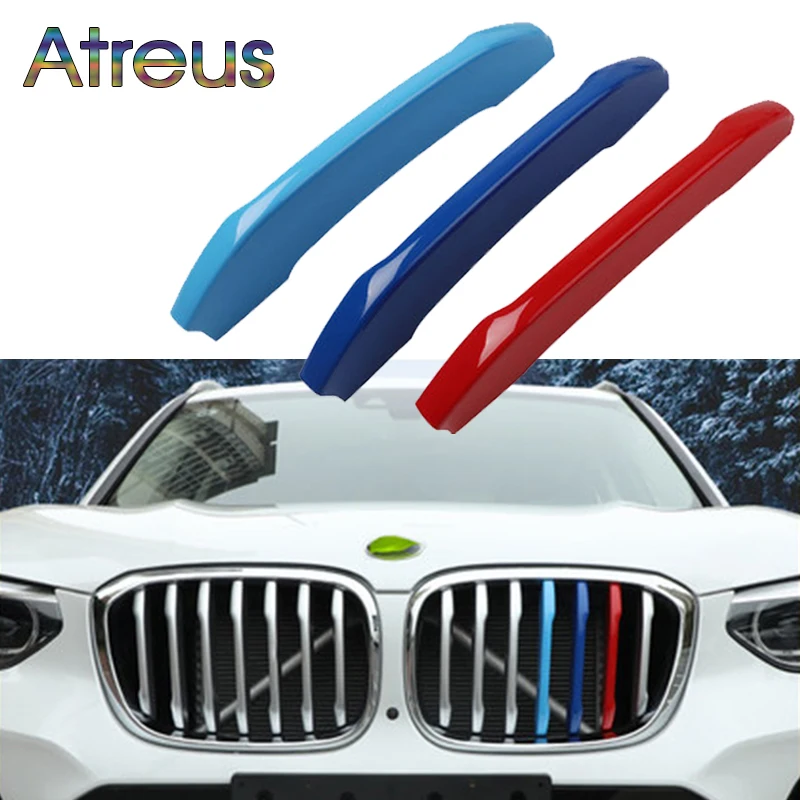 Atreus 3 шт. 3D Автомобильная передняя решетка радиатора отделка спортивные полосы