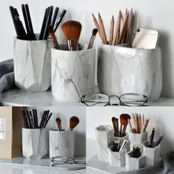 Офисные дома креативные держатели для ручки макияж кисти ваза коробка для хранения с мраморной зерна настольная стойка инструмент