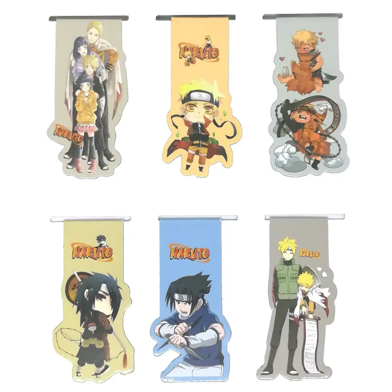 

6pcs Naruto Sasuke Anime Magnetic Bookmark Cartoon Magnet Bookmark Child Student Kawaii Gift Bookmarks Office Stationery
