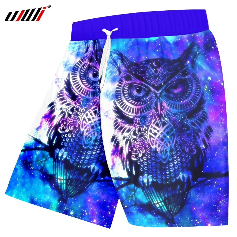 

UJWI Casual Shorts Men Summer Hot 3d Print Space Star Beachshorts Owl Cargo Shorts Hombre Elastic Waist Quick Dry Gyms Trousers