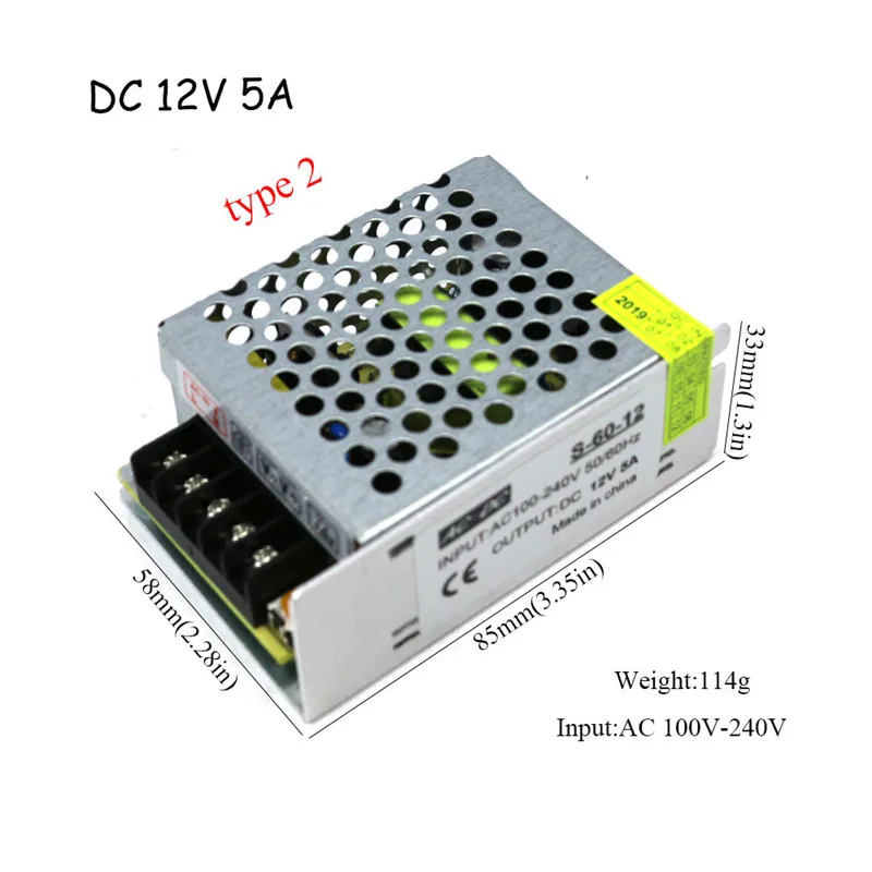 DC 12V импульсный источник питания DC 12V 2A 24W 25W 5A 60W 10A 120W выходной источник питания Светильник ing трансформатор для светодиодной ленты светильник