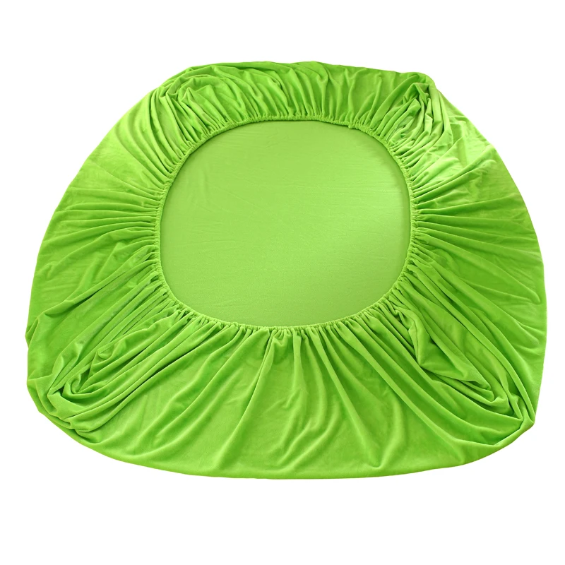 1Pcs Crystal velvet Farley velvet Solid green Fitted Sheet Mattress