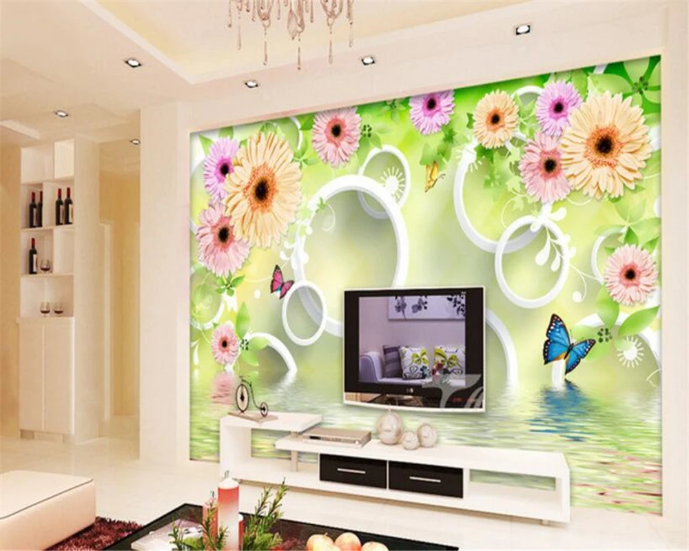 Beibehang Hiasan Dinding Wallpaper Ruang Tamu Lingkaran Krisan Beibehang Hiasan Dinding Wallpaper Ruang Tamu Lingkaran Krisan