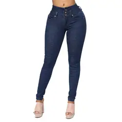 Джинсы женские повседневные со средней Талией Модные вымытые женские узкие джинсы Уличная летняя джинсы для мам Большие размеры джинсы femme