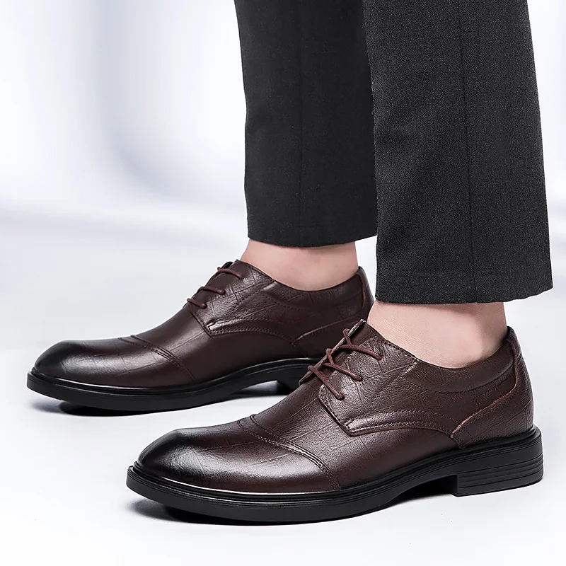 Genuine Leather Men Shoes Business Oxfords Men Casual Shoes Cow Leather Male Footwear Work Formal Shoes