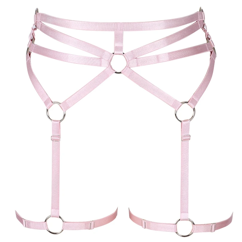 MLCP0004PINK Бюстгальтер с пентаграммой и нагрудным ремнем для женщин, одежда для ночных клубов, укороченный топ в стиле стимпанк, готическое белье размера плюс, подвязки для чулок - Цвет: MLCP0004PINK