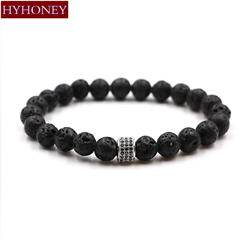 Женский браслет талисман с фианитами|black lava bracelet|lava braceletcharm bracelet |