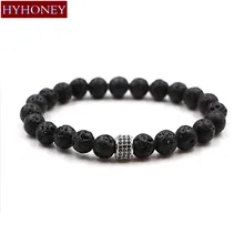 Женский браслет талисман с фианитами|black lava bracelet|lava braceletcharm bracelet
