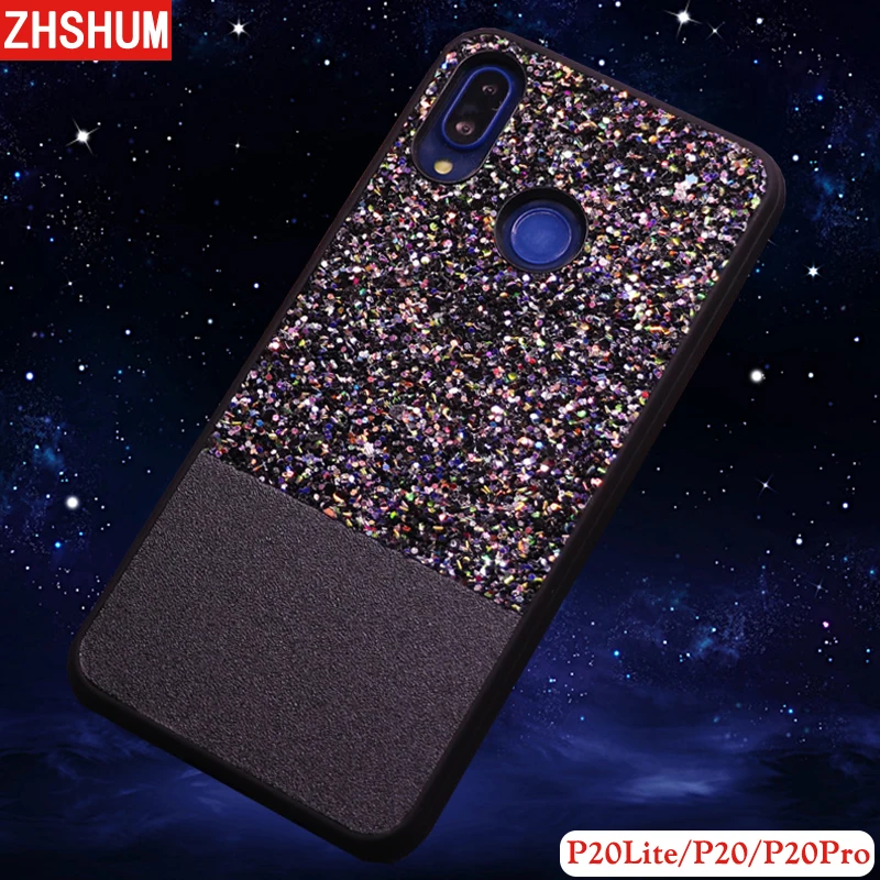 Милый блестящий чехол для huawei P20 Lite Pro мягкий из искусственной кожи с блестками