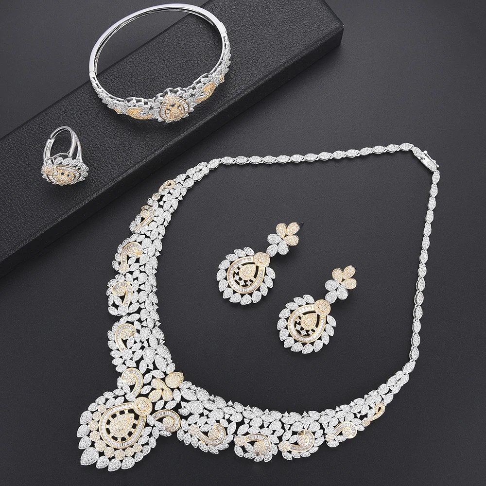 

missvikki Famous Luxury Jewelry Earrings Necklace Bangle Ring For Women Wedding Full Mirco Cubic Zircon Silver Fashion Jewelry