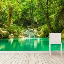 Пользовательские 3d фрески, тропики леса водопад Ёлки джунгли природа обои, гостиная диван ТВ стены спальни Papel де Parede