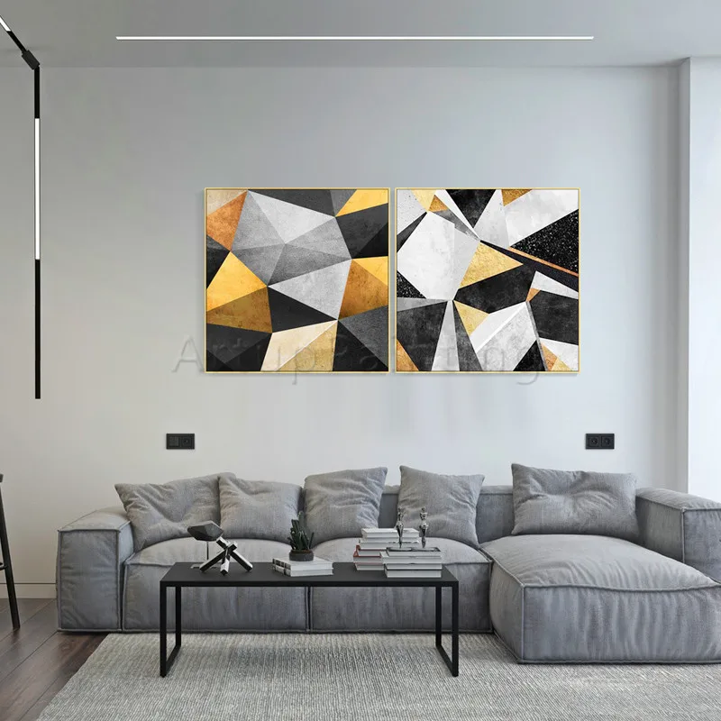 

Geometric Nordic Style Oil Painting on Canvas Painting Modern Abstract Wall Art Pictures for Living Room Home Caudros Decoracion