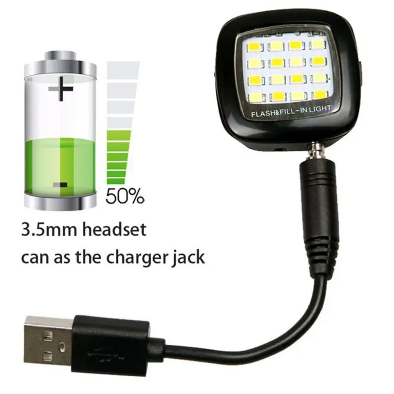 

EDAL Mini 16 LED Camera Flash Spotlight Smartphone Phone Selfie Fill-in Light For IOS Android For Iphone 6 5 4 Samsung Htc