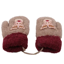 Модные зимние перчатки для детей; хлопковая одежда из флока; сезон весна-осень-зима; перчатки для маленьких детей; Милые плотные Рождественские перчатки с оленем