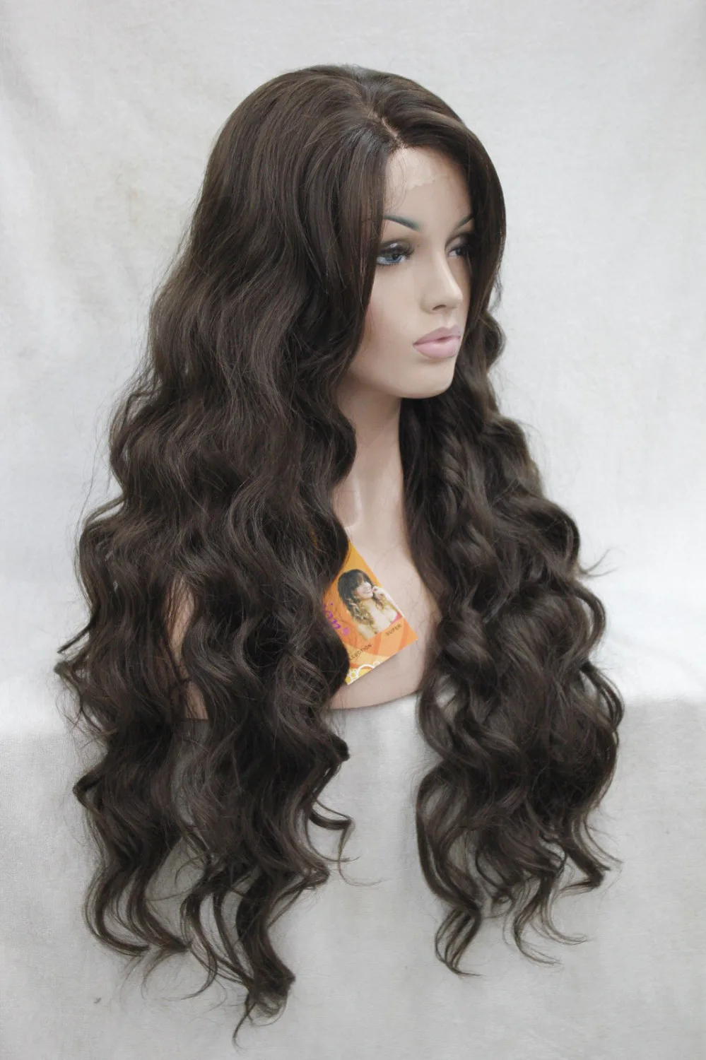 

Very good fashion long Wavy synthetic Light Brown Lace Front Wig Wavy wigs