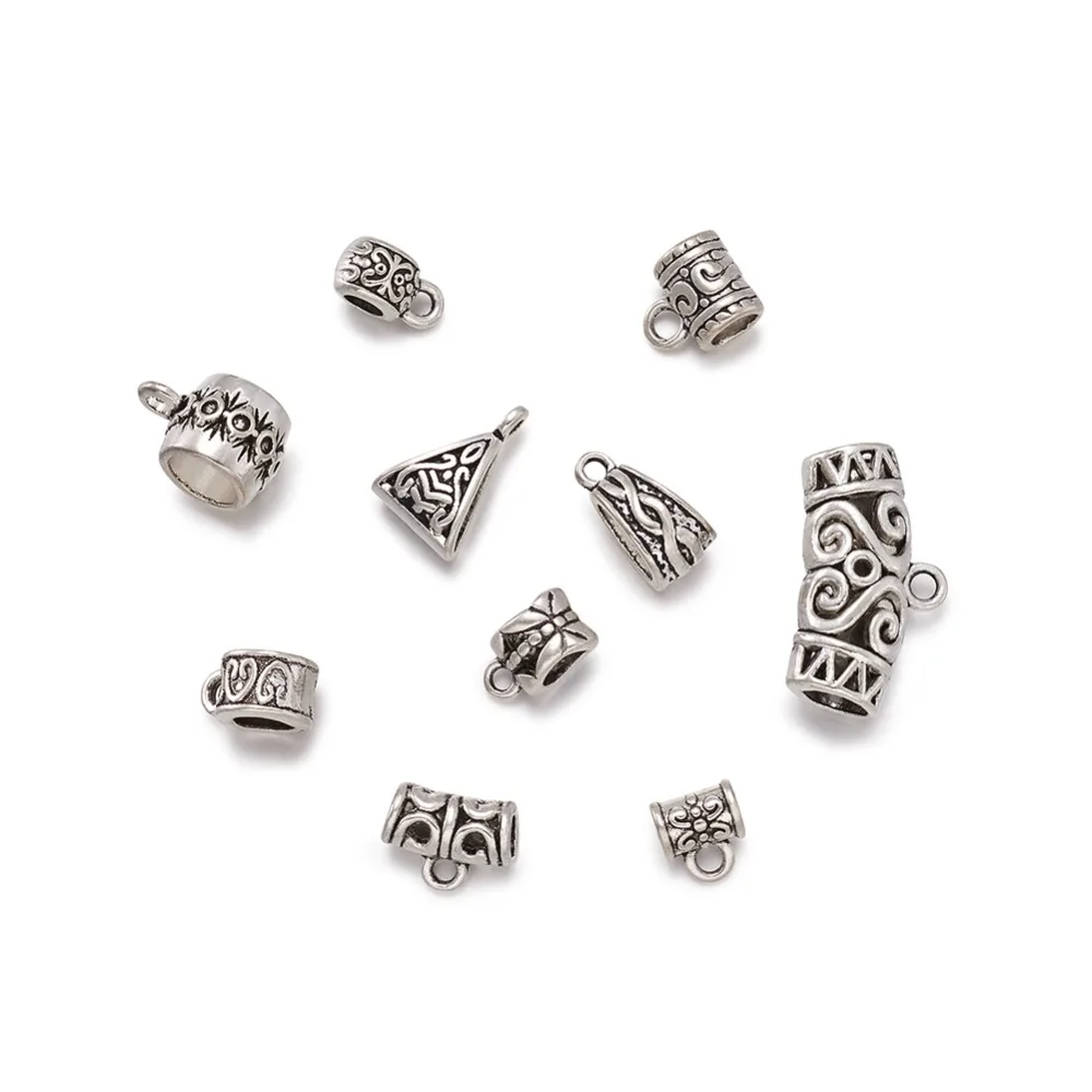 20PCS Tibetan Silver Hangers Charms Links Bracelet Bail Beads Cup Antique Silver