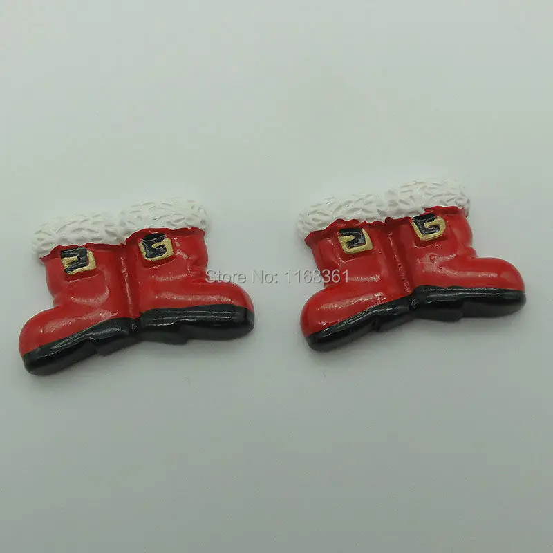 1pcs/lot resin flatback double red stockings 31mm Cabochons Scrapbooking Hair Bow Center DIY Christmas decration C108-8