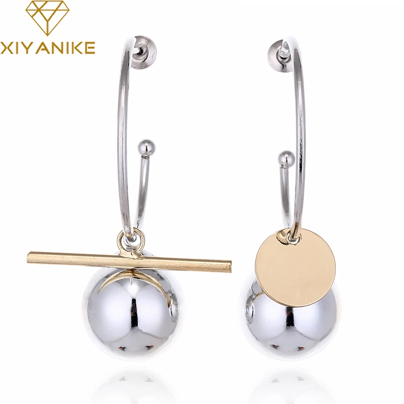 

XIYANIKE Brand Designer Geometric Asymmetry Acrylic Round Ball Drop Earrings For Women Wedding Fashion Statement Jewelry E549