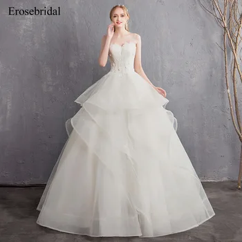 

Erosebridal New Arrival 2019 Summer Wedding Dress Strapless Wedding Gown Tulle Bride Dress Backless vestido de noiva Ball Gown