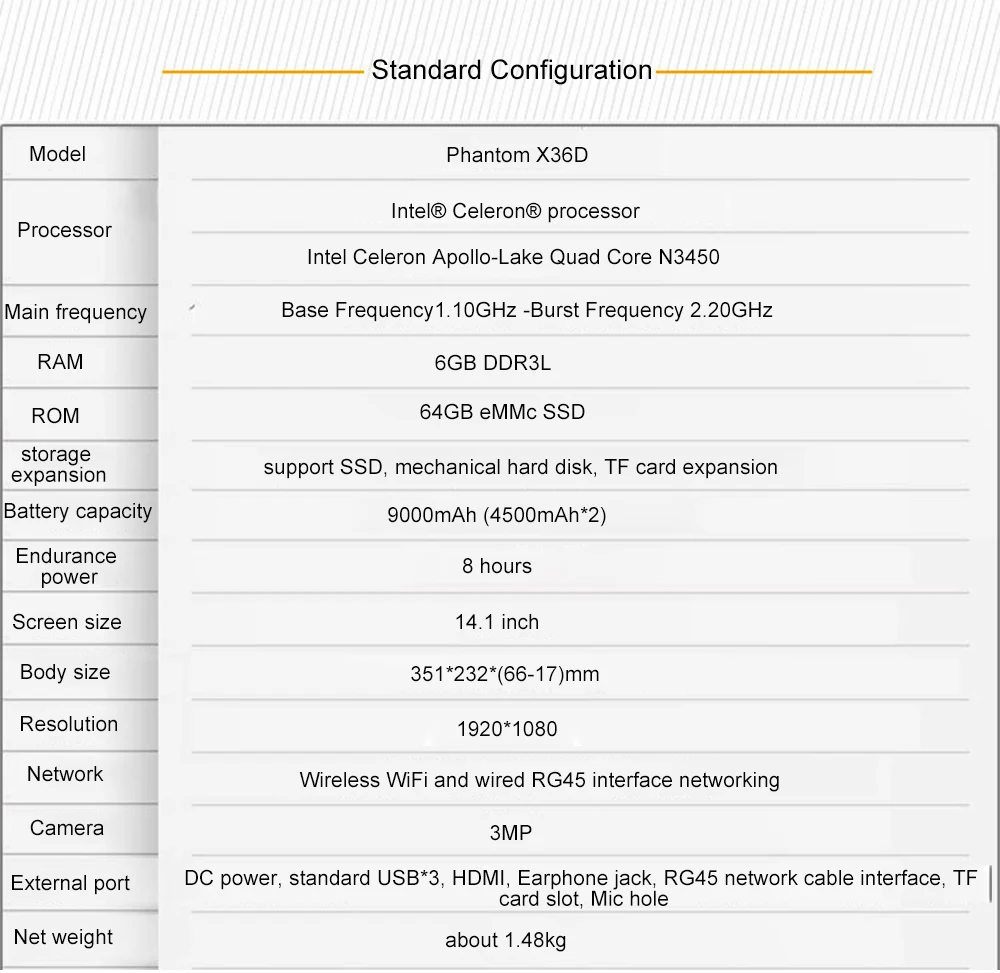 14,1 дюймов Window10 Intel Celeron Apollo-Lake 4 ядра N3450 ноутбуков с полным Размеры клавиатура Оперативная память 6 ГБ Встроенная память 64 Гб Wi-Fi Ultra Тетрадь