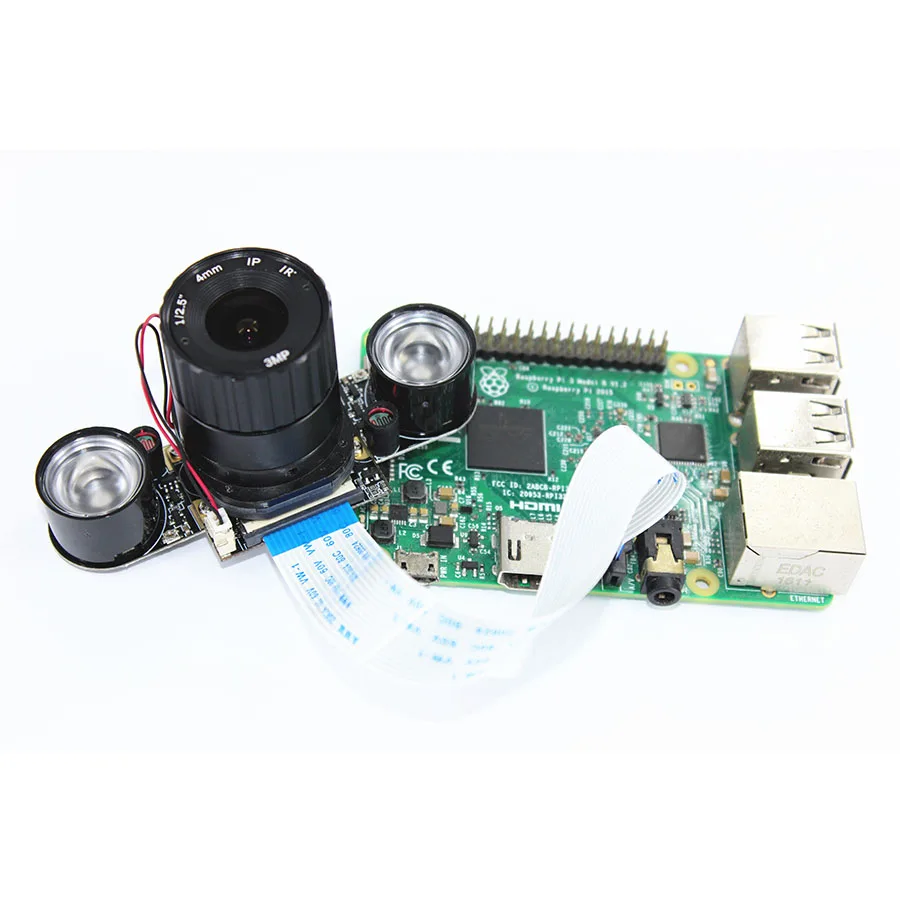 Raspberry Pi 3 Model B + IR CUT камера 4 мм Регулируемая фокусная ночного видения веб 2 ИК лампы