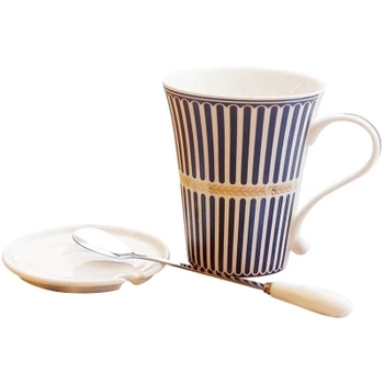 

Ceramic cup with cover the European Cup of coffee mug cups milk for breakfast lovers simple drinking cups
