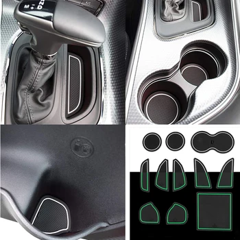

for Dodge Challenger 15+ Door Slot Armrest Box Slot Mats Red/White Luminous Car Interior Accessories 11pcs Car Stickers Styling