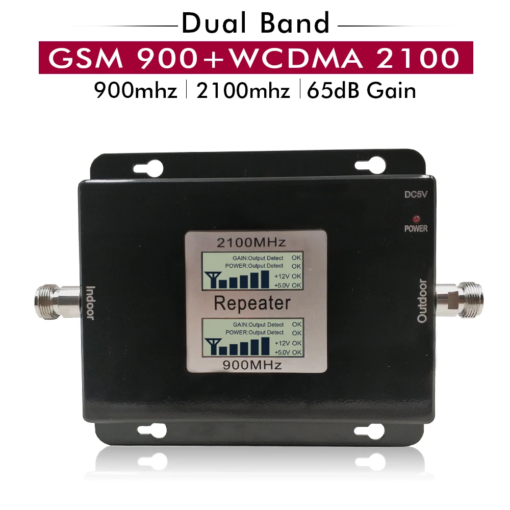 65 дБ усиление 17dBm AGC двухдиапазонный репитер полоса 8 GSM 900 LTE 1 3G UMTS WCDMA 2100mhz сотовый