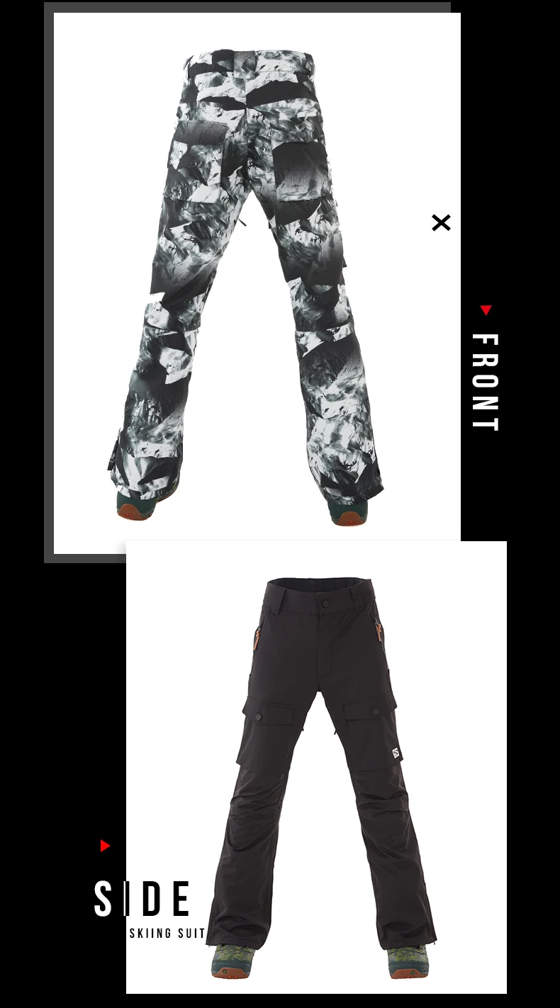 GSOU Снежный бренд, лыжные брюки, мужские водонепроницаемые штаны для сноуборда размера плюс, зимние лыжные штаны для сноубординга, мужские уличные спортивные штаны