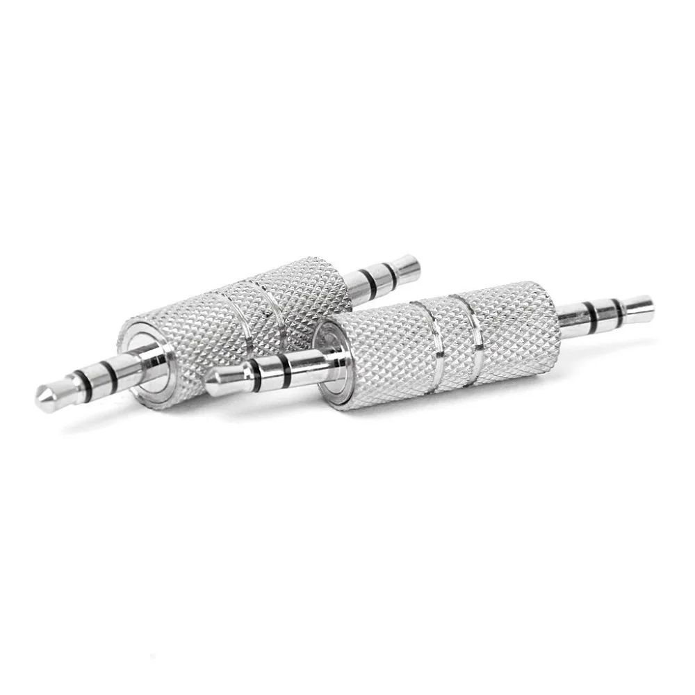 20pcs brass Stereo Audio 3 5mm Male to Male Headphone Adapter Jack Coupler Straight Connector Sliver