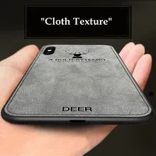 

Luxury Cloth Texture Deer Pattern Phone Case For iphone 7 8 6 6S Plus Canvas Soft TPU Silicone Cover Case For iphone X XS Max XR