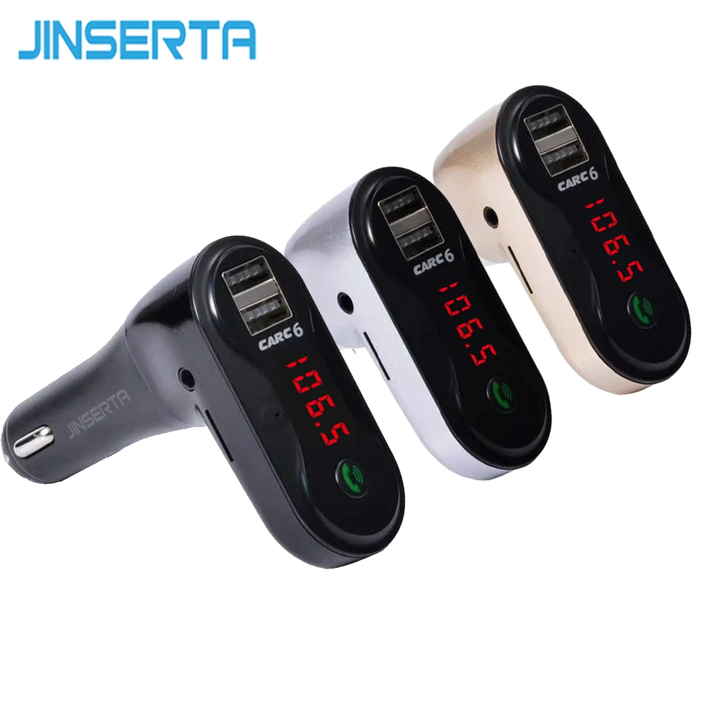 Беспроводной автомобильный FM передатчик JINSERTA Bluetooth MP3 плеер TF SD USB ЖК дисплей