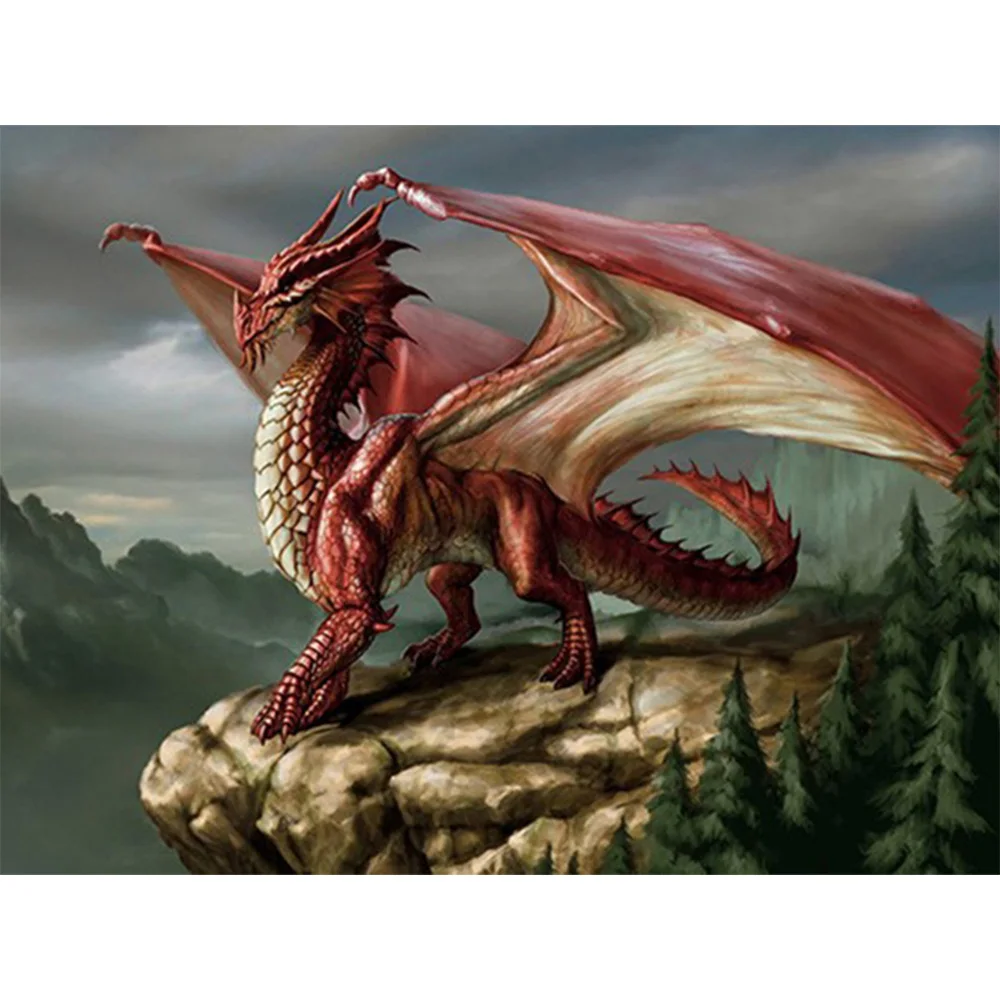

LI LOYE 5D Diamond Mosaic Red dragon Diamond Painting Cross Stitch icon DIY Diamond Mosaic crystal Decor Paintings gift RT258