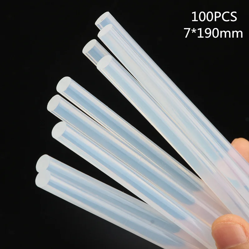 7mm x 100mm 투명 핫 멜트 건 글루 스틱, 190 개, DIY 수리 도구 세트