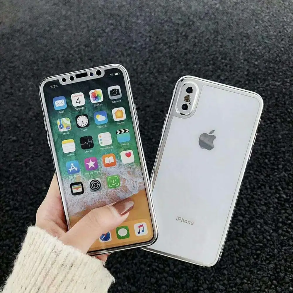 10 комплектов для iPhoneX XS MAX XR металлический передний экран 9 H закаленная Защитная пленка для стекла+ задняя полная защита корпуса