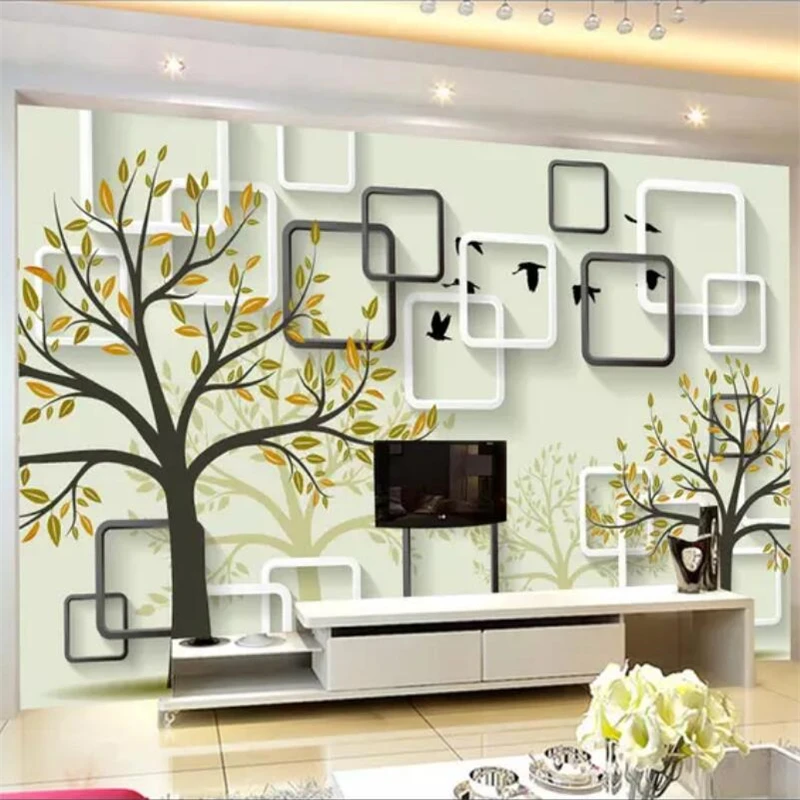 Wellyu Custom Photo Wallpaper 3d Mural Stereo Box Abstract Tree Sofa  Background Wall Decorative Painting 3d Wallpaper Mural Обои - Wallpapers -  AliExpress