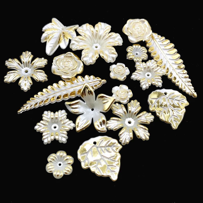 

Single Side Gold Plating Leaves Beads Accessories Pearl Beads for Jewelry Making Handmade DIY