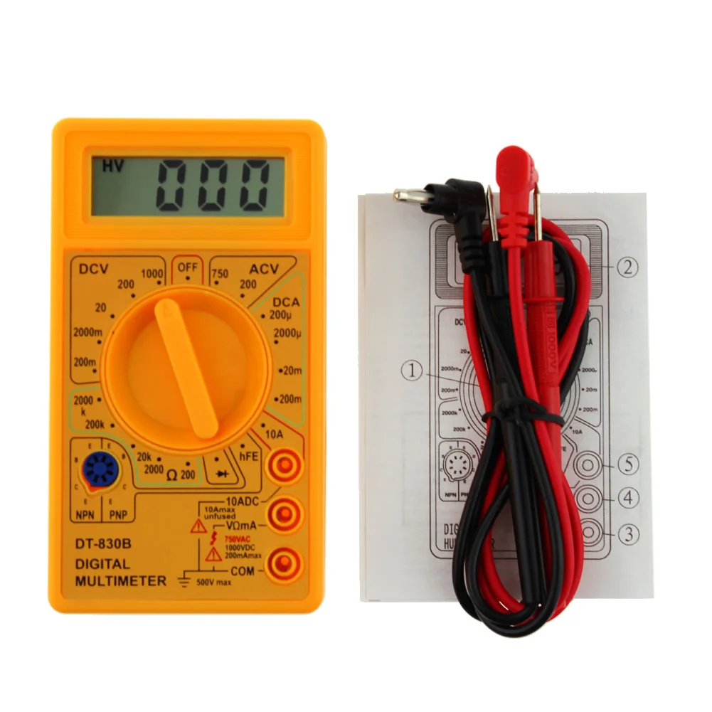 DT 830B цифровой мультиметр Электронный тестер 0 5 &quotЖК дисплей AC/DC 750/1000V Amp Volt Ohm