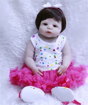 Muñecas de juguete para niños Reborn de pelo corto, muñeca realista de silicona completa de 55cm