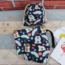 IVYYE 14 or 17CM Shiba Inu Cartoon Drawstring Bags Canvas Storage Handbags Makeup Bag Coin Bundle Pocket Purse NEW