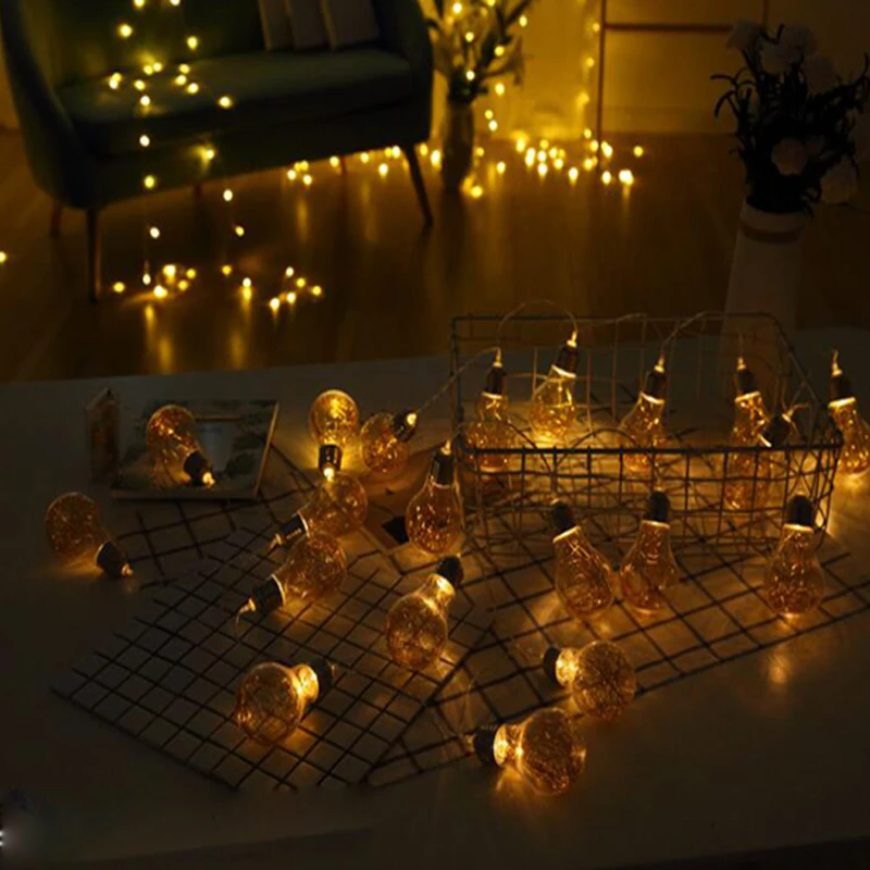 Светодиодный светильник с рождественскими лампочками, Внутренняя/наружная декоративная лампочка, лампа для праздника, свадьбы, дня рождения, светильник на батарейках