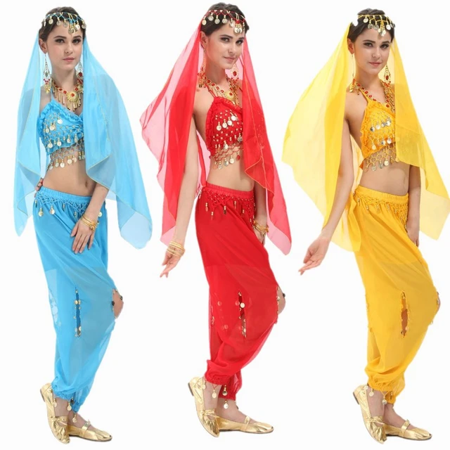 Conjunto de 3 piezas para mujer, traje de danza del vientre, disfraz de  India, Triba, gitana, danza del vientre - AliExpress