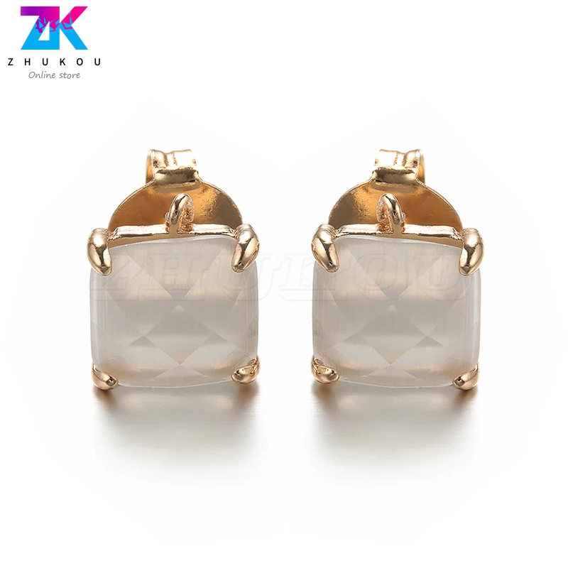 5pairs Elegant Simplicity Square Stud Earrings with Natural Pearl Fashion Jewelry Earring Piercing Model: VE33 | Украшения и